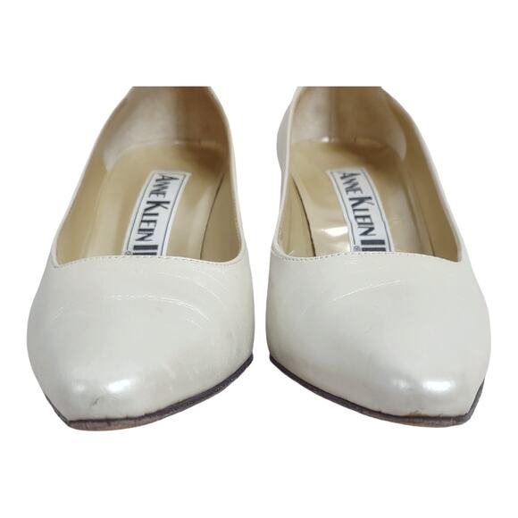 ANNE KLEIN Cream Pearlized Pumps Size 8.5 Heels Wedding Career Special Occasion - Picture 9 of 14